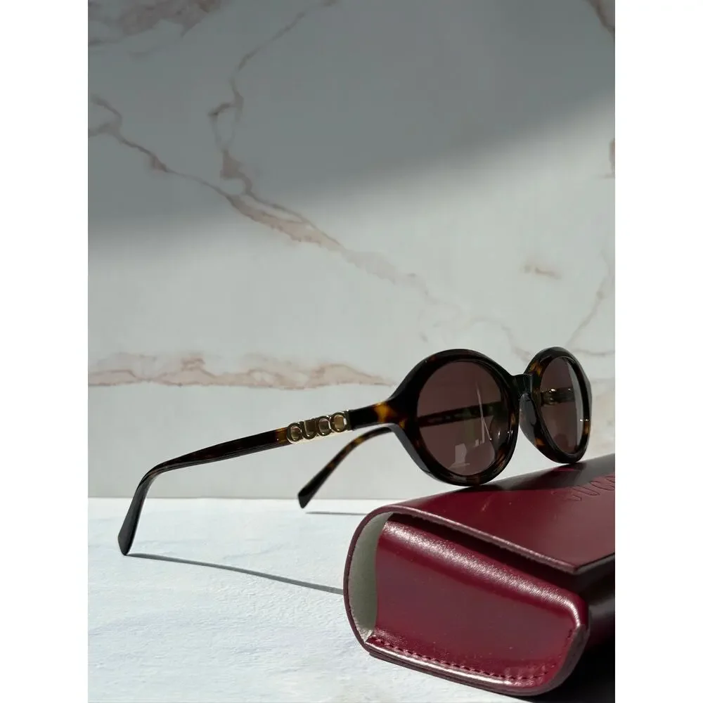 NEW Gucci GG2153S Brown Logo Oval Sunglasses $515